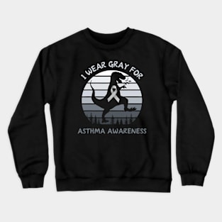 I Wear Gray For Asthma Awareness T-Rex Retro Sunset Crewneck Sweatshirt